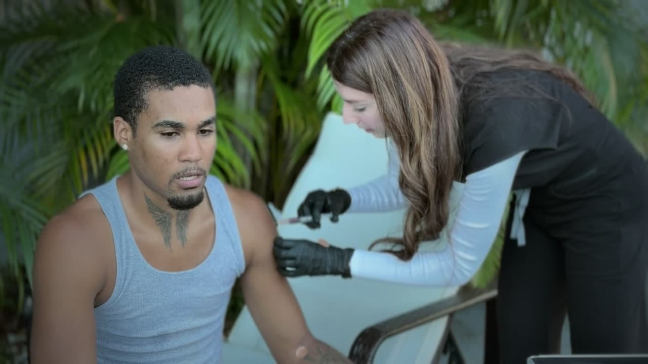 Dani administering a poolside IV treatment for a Lift Aesthetics client in Miami